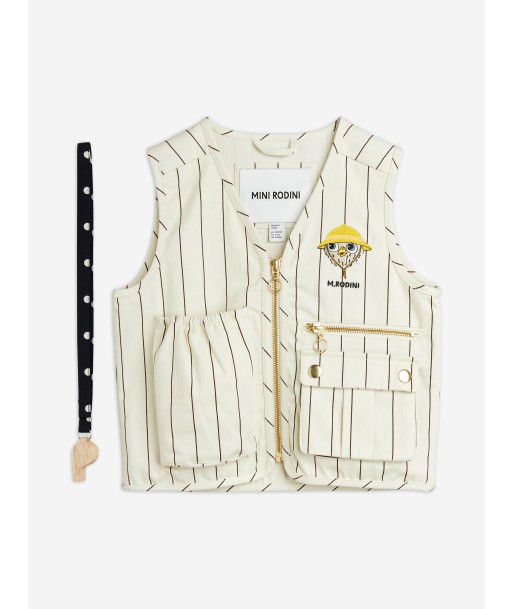 Mini Rodini Kids Owl Embroidered Utility Vest in Ivory Véritable concentré