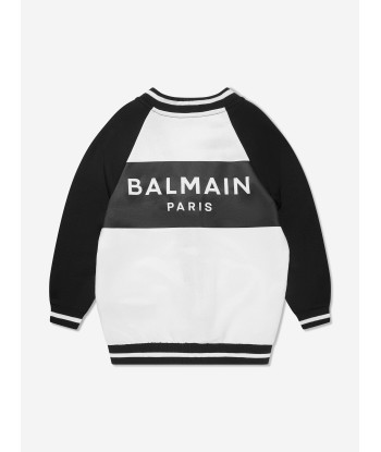 Balmain Girls Logo Cardigan in White de votre