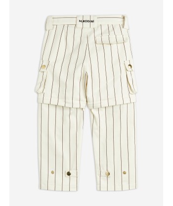 Mini Rodini Kids Striped Cargo Trousers in Ivory acheter en ligne