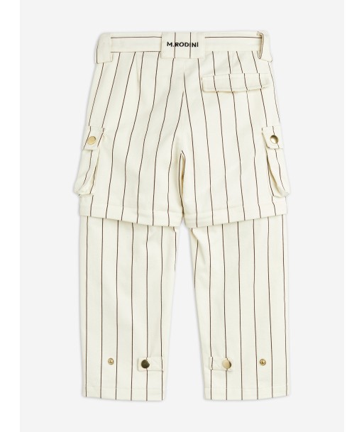 Mini Rodini Kids Striped Cargo Trousers in Ivory acheter en ligne