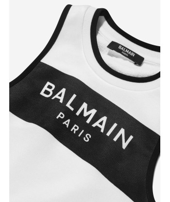 Balmain Girls Sleeveless Sweatshirt in White shop