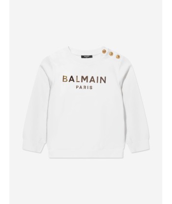 Balmain Boys Logo Sweatshirt in White une grave pollution 