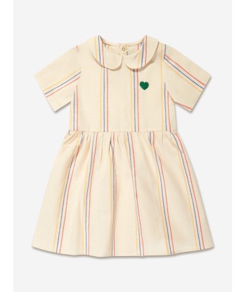 Mini Rodini Girls Striped Woven Dress in Ivory chez Cornerstreet bien 