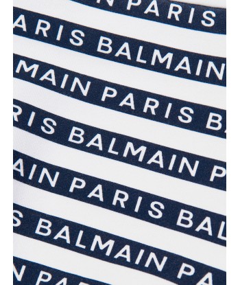 Balmain Boys Striped Logo Sweatshirt in White sur le site 