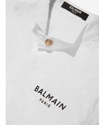 Balmain Boys Cotton Logo Shirt in White Véritable concentré