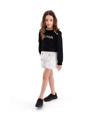 Balmain Girls Button Front Shorts in White des créatures d'habitude