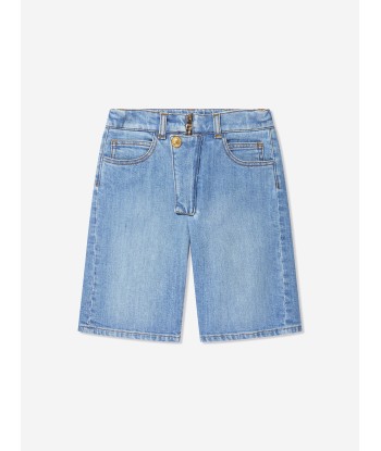 Balmain Boys Denim Shorts in Blue Fin de série