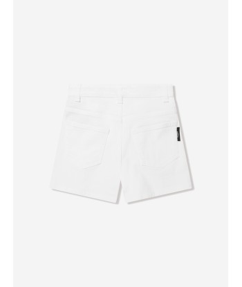 Balmain Girls Button Front Shorts in White des créatures d'habitude