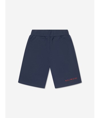 Balmain Boys Logo Jersey Shorts in Blue livraison gratuite