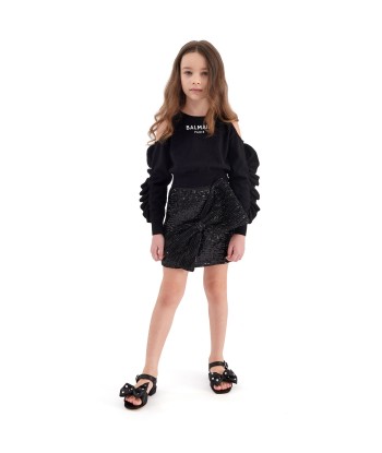 Balmain Girls Bow Skirt in Black rembourrage situé sous