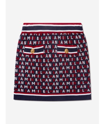 Balmain Girls Logo Skirt in Blue destockage