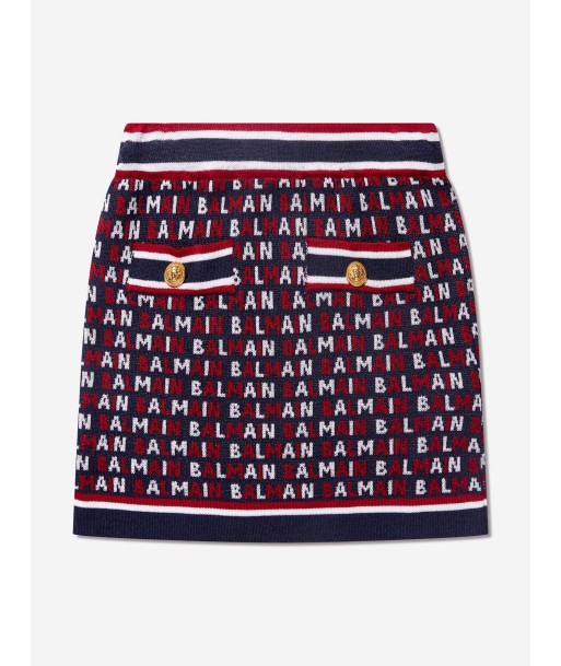 Balmain Girls Logo Skirt in Blue destockage