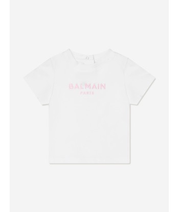 Balmain Baby Girls Logo T-Shirt in White de technologie