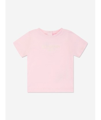 Balmain Baby Girls Logo T-Shirt in Pink acheter