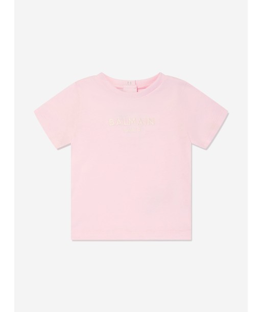 Balmain Baby Girls Logo T-Shirt in Pink acheter