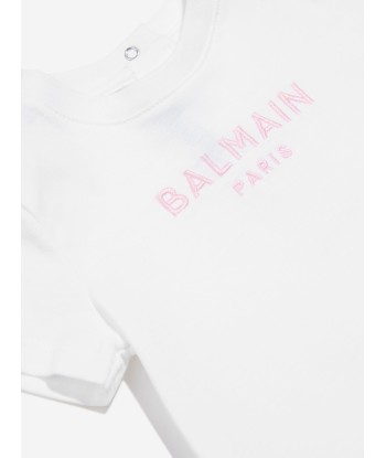 Balmain Baby Girls Logo T-Shirt in White de technologie