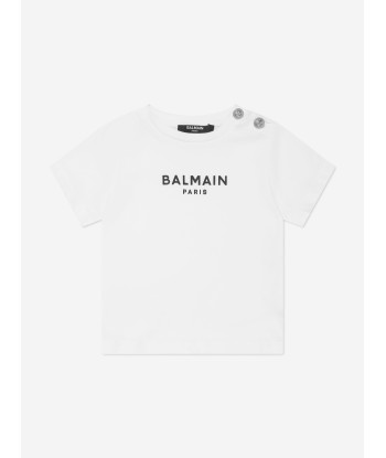 Balmain Baby Boys Logo T-Shirt in White brillant des détails fins