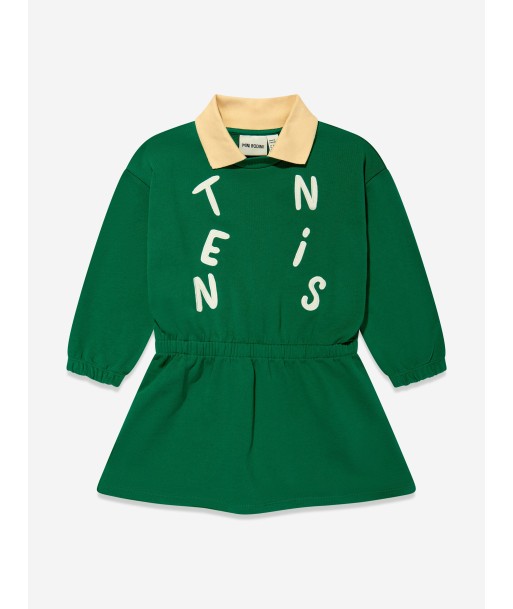 Mini Rodini Girls Tennis Collar Sweater Dress in Green de la marque