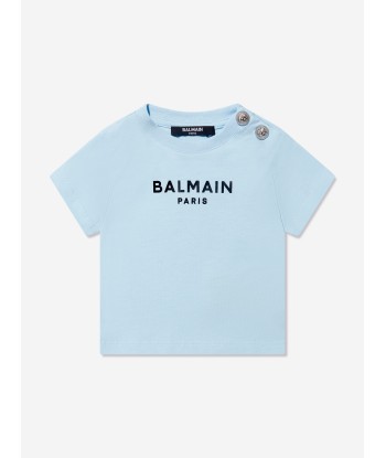 Balmain Baby Boys Logo T-Shirt in Blue les ctes