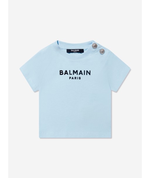 Balmain Baby Boys Logo T-Shirt in Blue les ctes