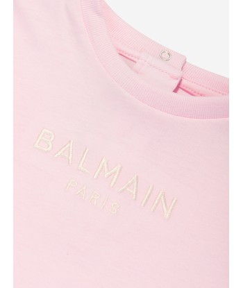 Balmain Baby Girls Logo T-Shirt in Pink acheter