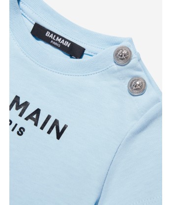 Balmain Baby Boys Logo T-Shirt in Blue les ctes