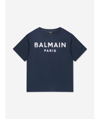 Balmain Boys Logo T-Shirt in Blue de votre