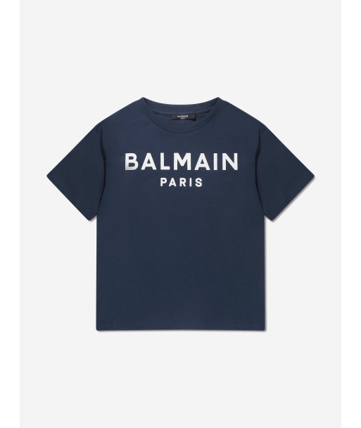 Balmain Boys Logo T-Shirt in Blue de votre