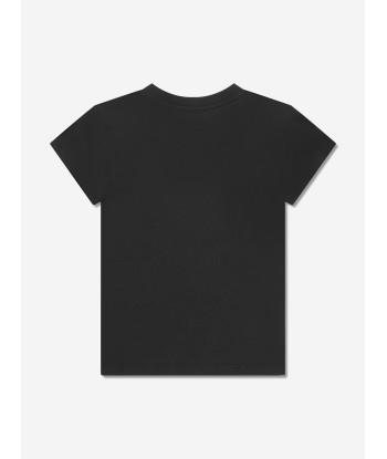 Balmain Girls Diamante Logo T-Shirt in Black en ligne