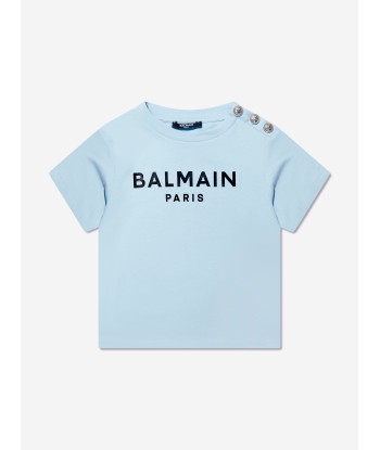 Balmain Boys Logo T-Shirt in Blue Découvrez la collection