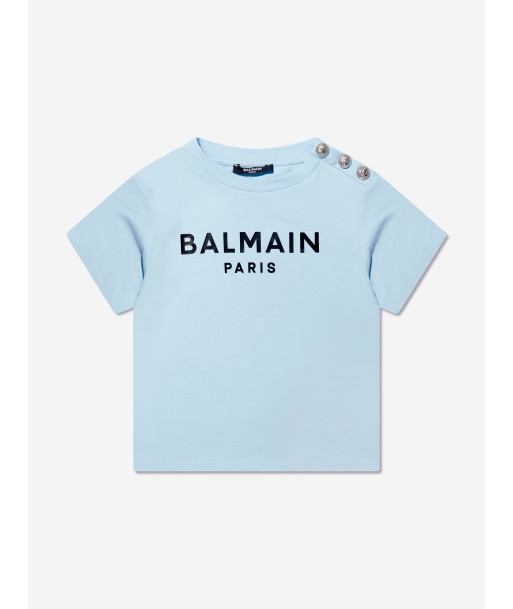 Balmain Boys Logo T-Shirt in Blue Découvrez la collection