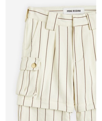 Mini Rodini Kids Striped Cargo Trousers in Ivory acheter en ligne