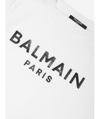 Balmain Boys Logo T-Shirt in White pas cher chine