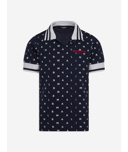 Balmain Boys Logo Polo Shirt in Navy d'Europe débarque