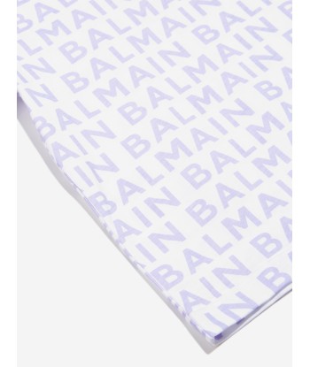 Balmain Girls Logo Print T-Shirt in White du meilleur 