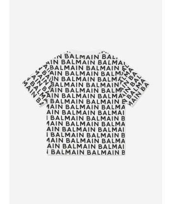 Balmain Boys Logo Print T-Shirt in Black Les magasins à Paris et en Île-de-France