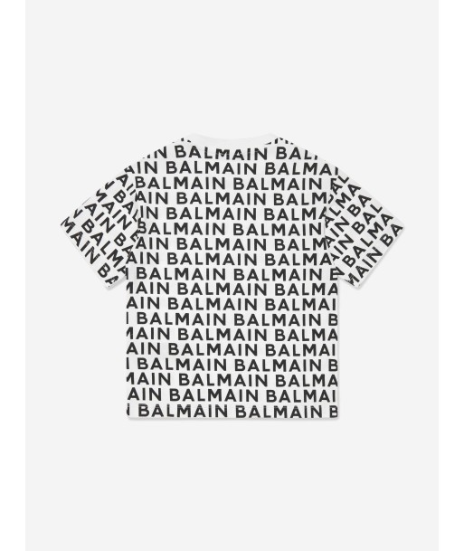 Balmain Boys Logo Print T-Shirt in Black Les magasins à Paris et en Île-de-France