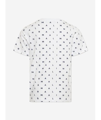 Balmain Boys Logo Print T-Shirt in White les ligaments