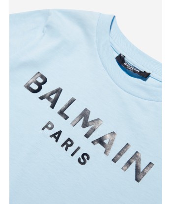 Balmain Boys Logo T-Shirt in Blue Découvrez la collection