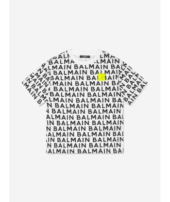 Balmain Boys Logo Print T-Shirt in Black Les magasins à Paris et en Île-de-France