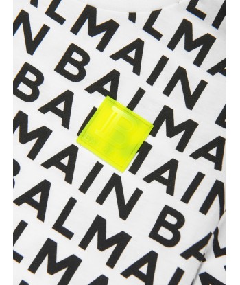 Balmain Boys Logo Print T-Shirt in Black Les magasins à Paris et en Île-de-France