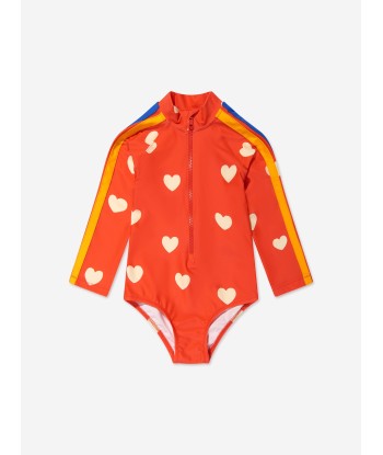 Mini Rodini Girls Hearts UV Swimsuit in Red Découvrez la collection