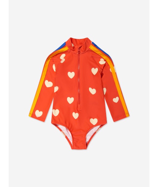 Mini Rodini Girls Hearts UV Swimsuit in Red Découvrez la collection