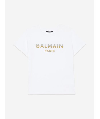 Balmain Boys Logo T-Shirt in White pour bénéficier 