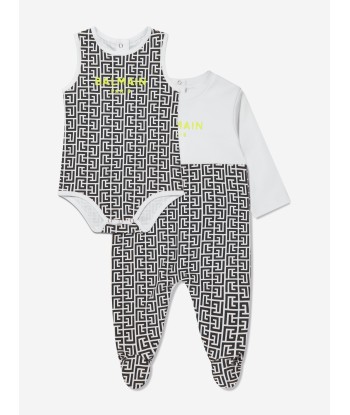 Balmain Baby Boys Body And Babygrow Gift in Black en linge