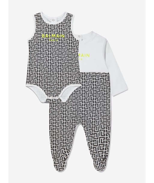 Balmain Baby Boys Body And Babygrow Gift in Black en linge