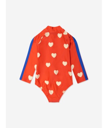 Mini Rodini Girls Hearts UV Swimsuit in Red Découvrez la collection