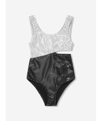 Balmain Girls Logo Swimsuit in White À commander