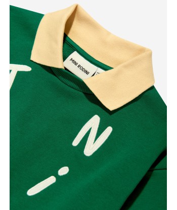 Mini Rodini Girls Tennis Collar Sweater Dress in Green de la marque