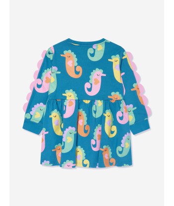 Stella McCartney Girls Seahorses Jersey Dress in Blue prix pour 